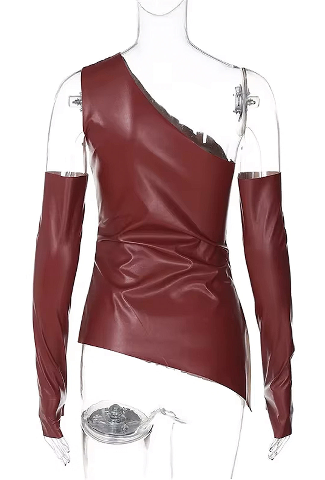 BELLA - ASYM LEATHERETTE MATCHING GLOVED TOP