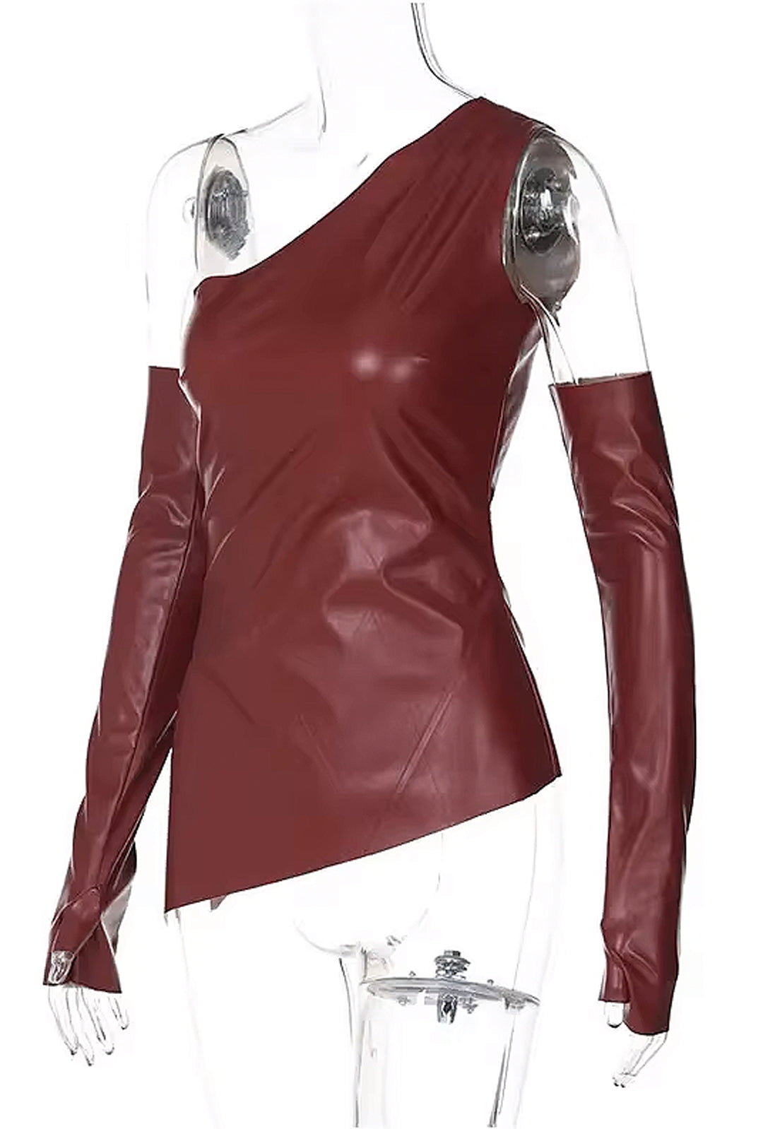 BELLA - ASYM LEATHERETTE MATCHING GLOVED TOP