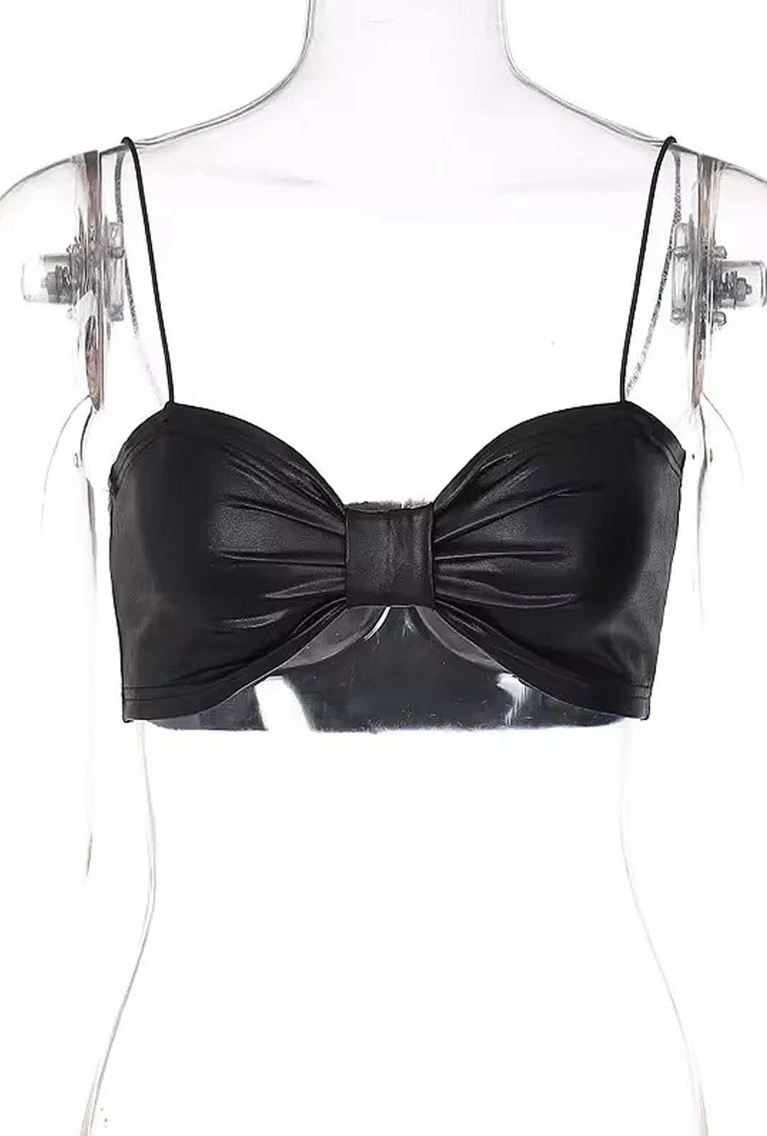 BROWSBY - LEATHERETTE BOW BRA TOP