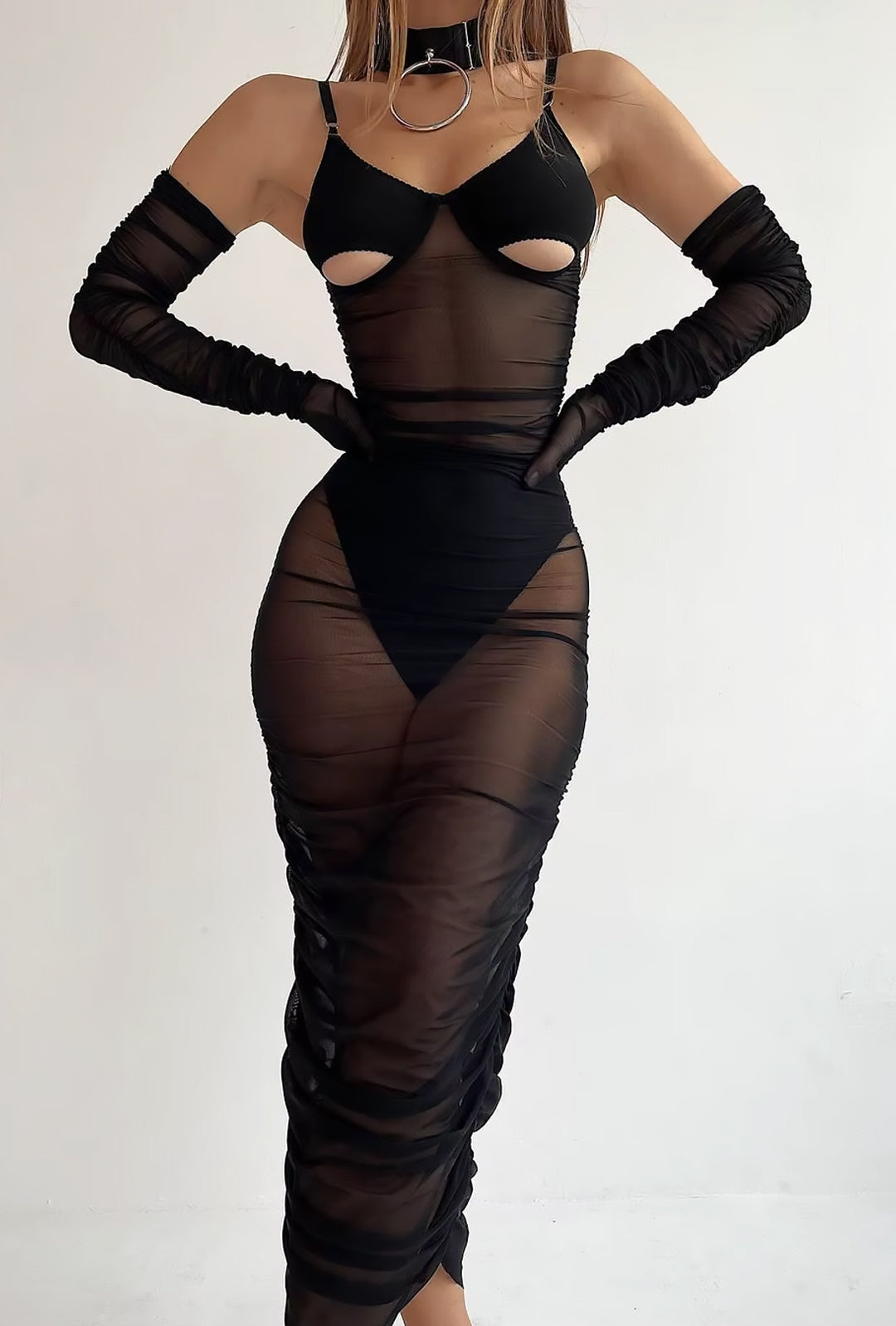 GHISLAINE - SHEER PEEKABOO LINGERIE MAXI DRESS