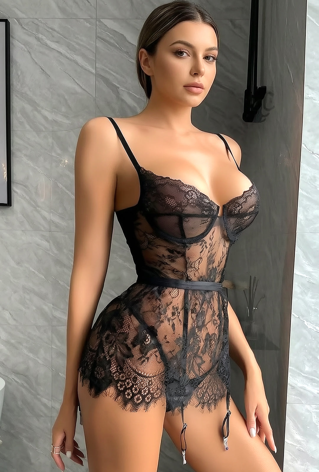 GISELLE - GARTER CORSET LINGERIE 2 PIECE