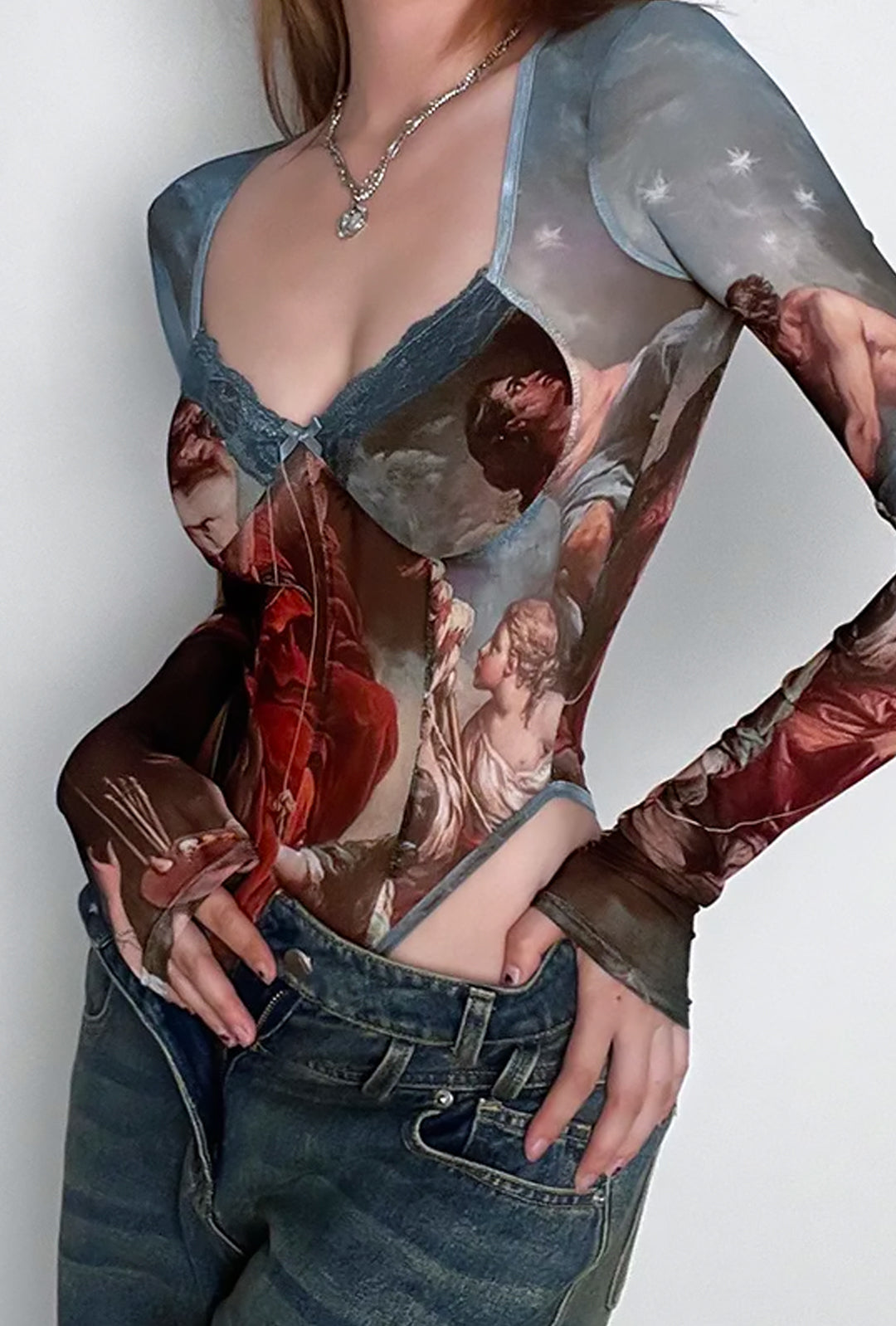 GUEVARA - RENAISSANCE PRINT BODYSUIT TOP