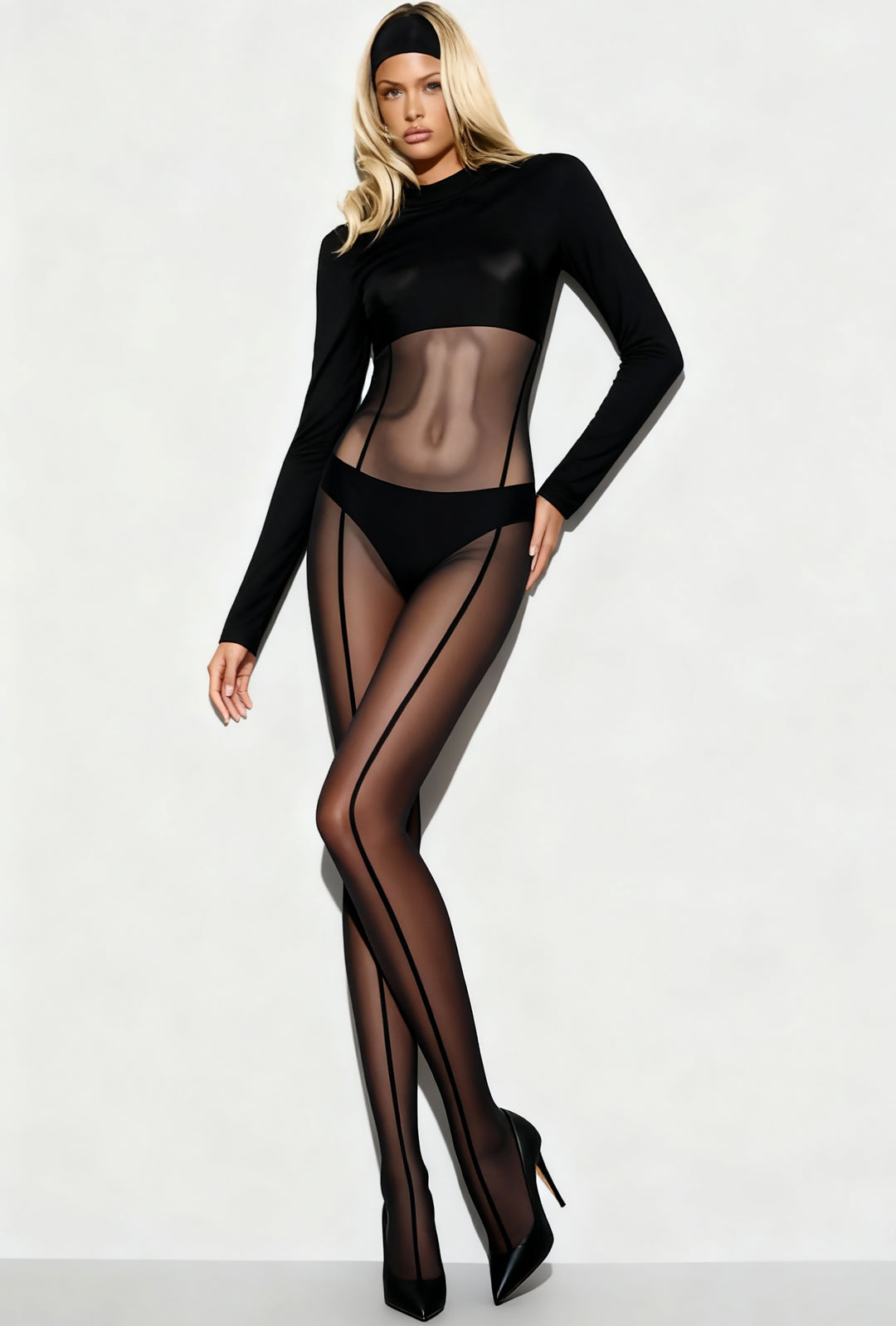 JAY - MIDRIFF WITH GLOVES STOCKING BODYSUIT