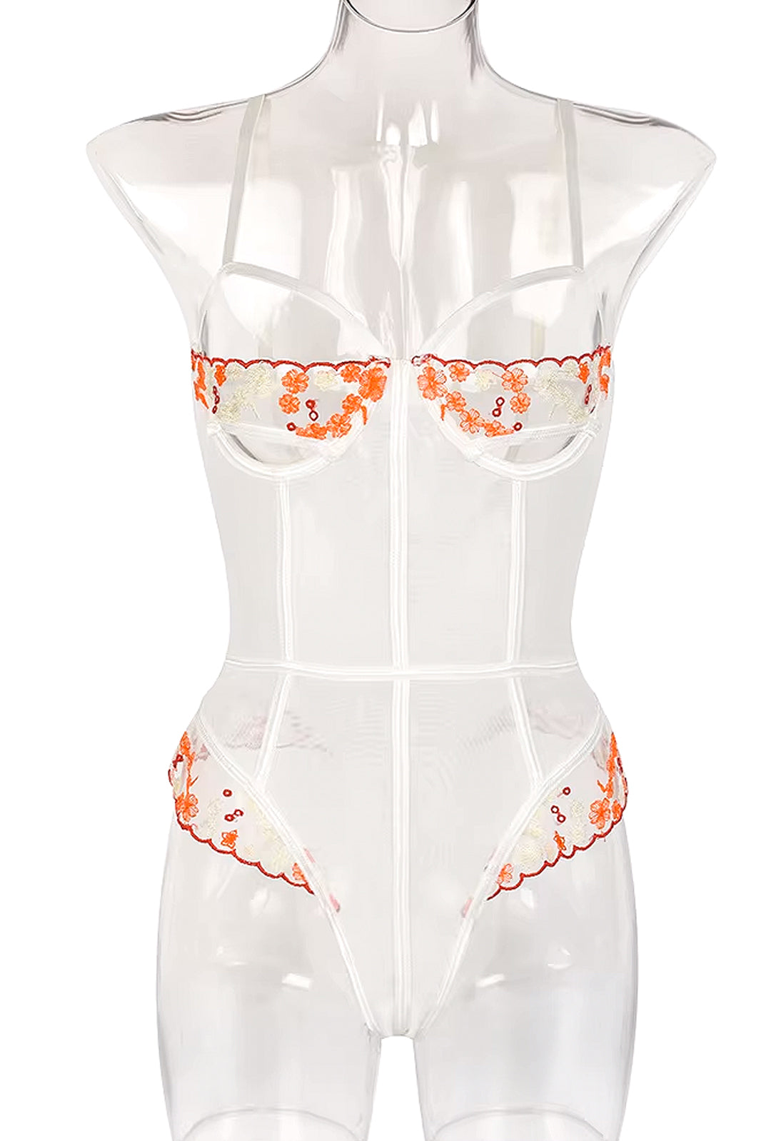JAYDE - SHEER LACE INSET LINGERIE BODYSUIT