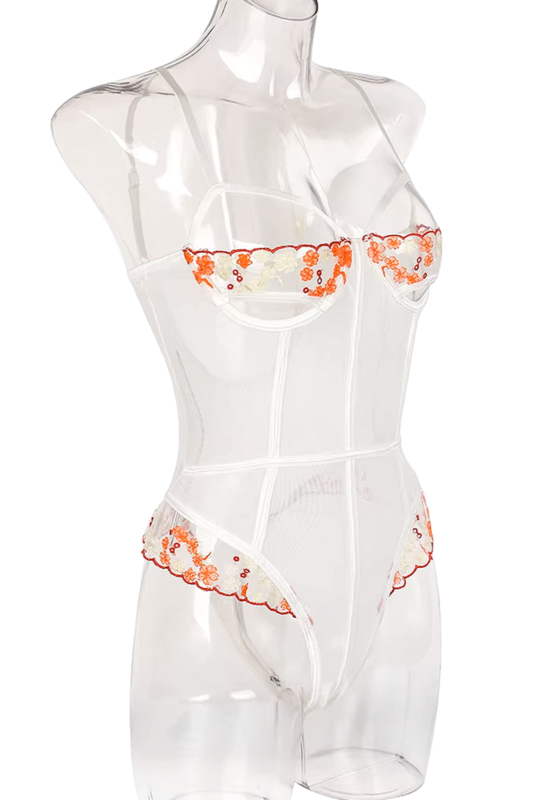 JAYDE - SHEER LACE INSET LINGERIE BODYSUIT