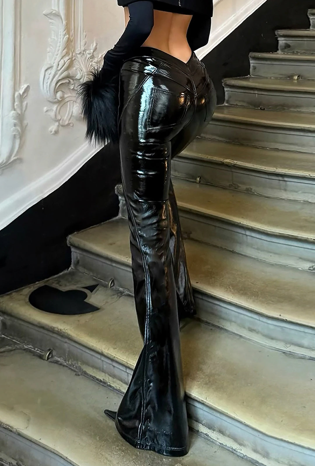 JUDIE - PATENT LEATHER FLARE LEG PANTS
