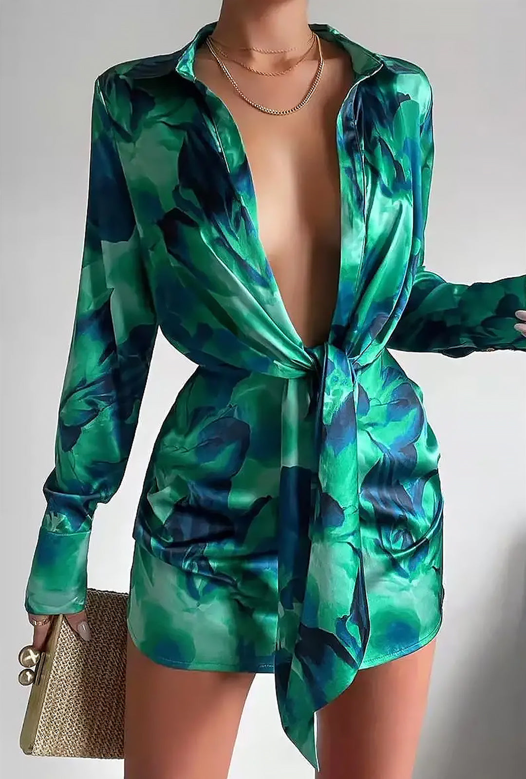 JULI - ABITO DRAPPEGGIATO CON STAMPA FLOREALE