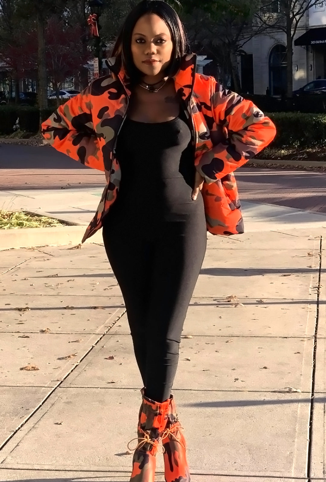 KYRA - PRINTED PUFFY CAMO JACKET