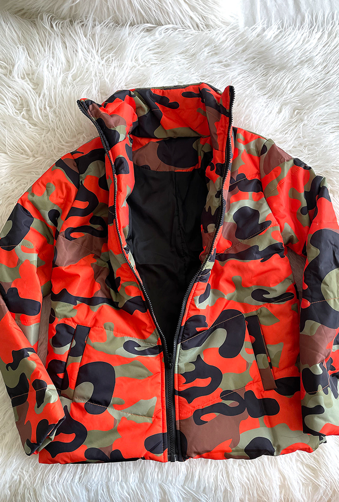 KYRA - PRINTED PUFFY CAMO JACKET