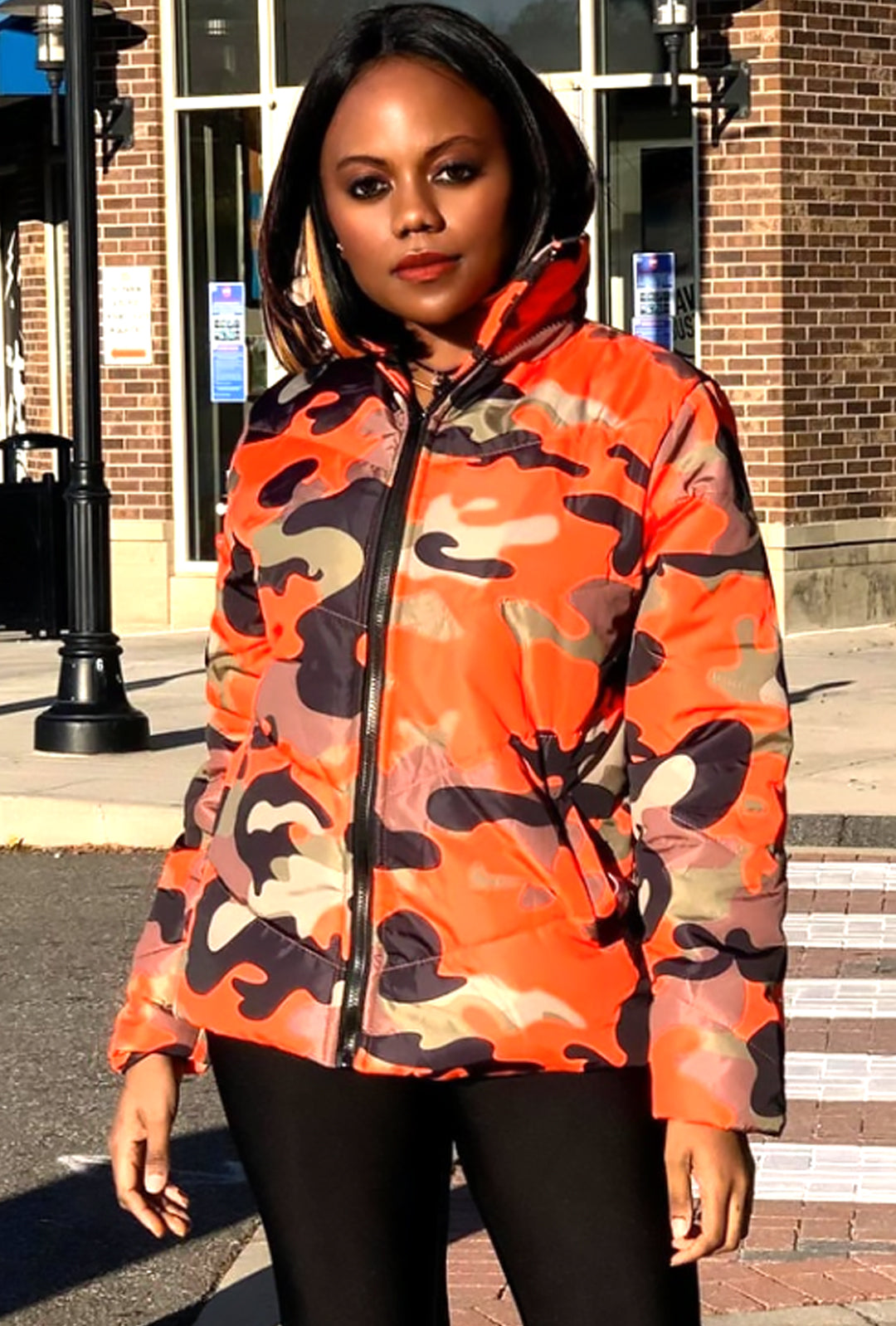 KYRA - PRINTED PUFFY CAMO JACKET