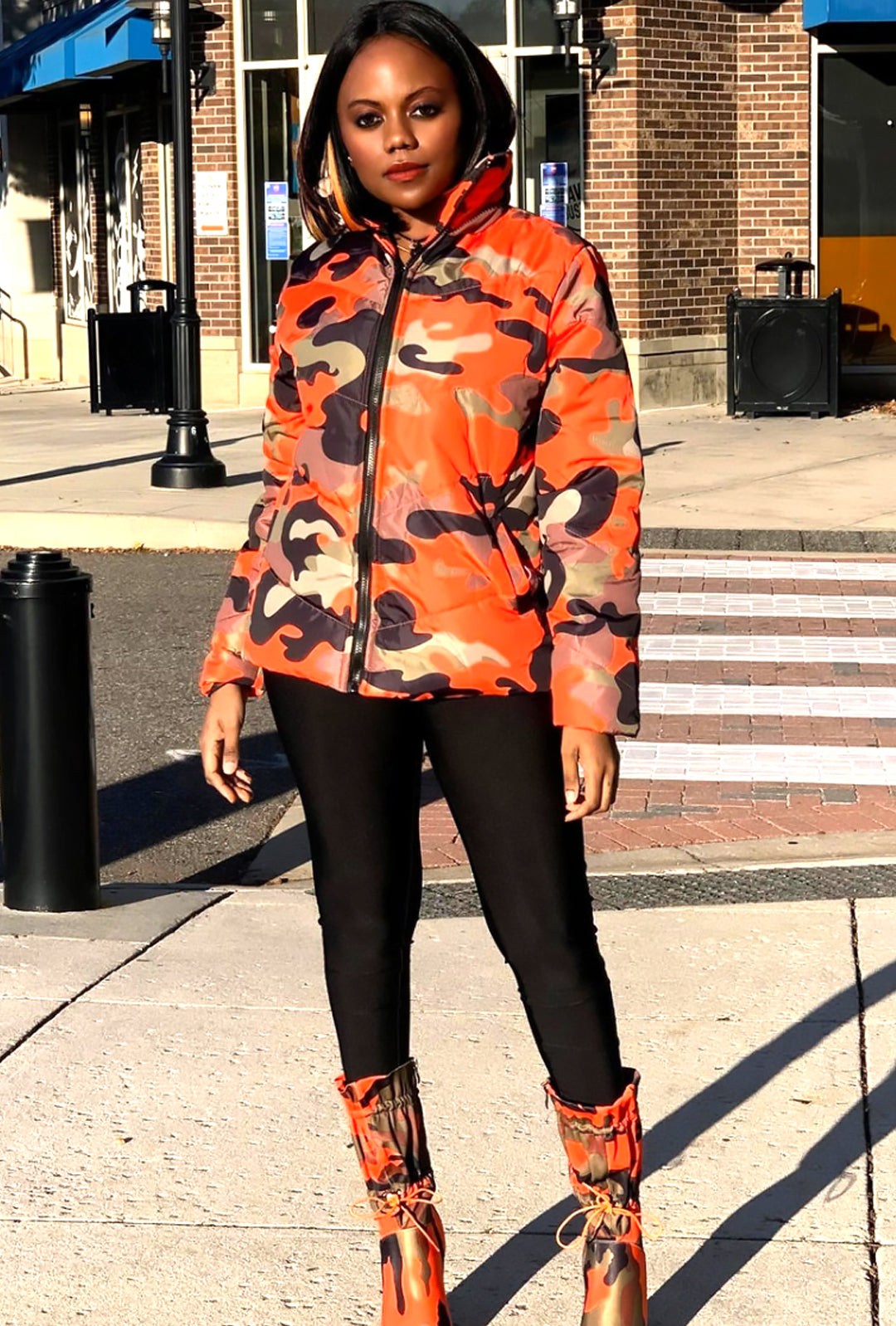 KYRA - PRINTED PUFFY CAMO JACKET