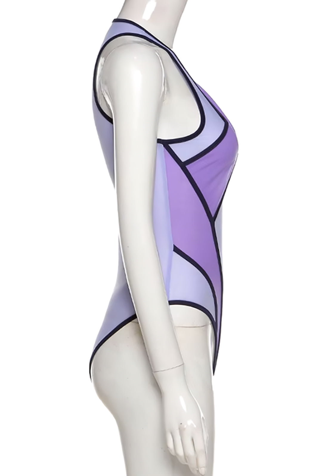LONDON - SHEER ASYM CONTRAST BODYSUIT TOP