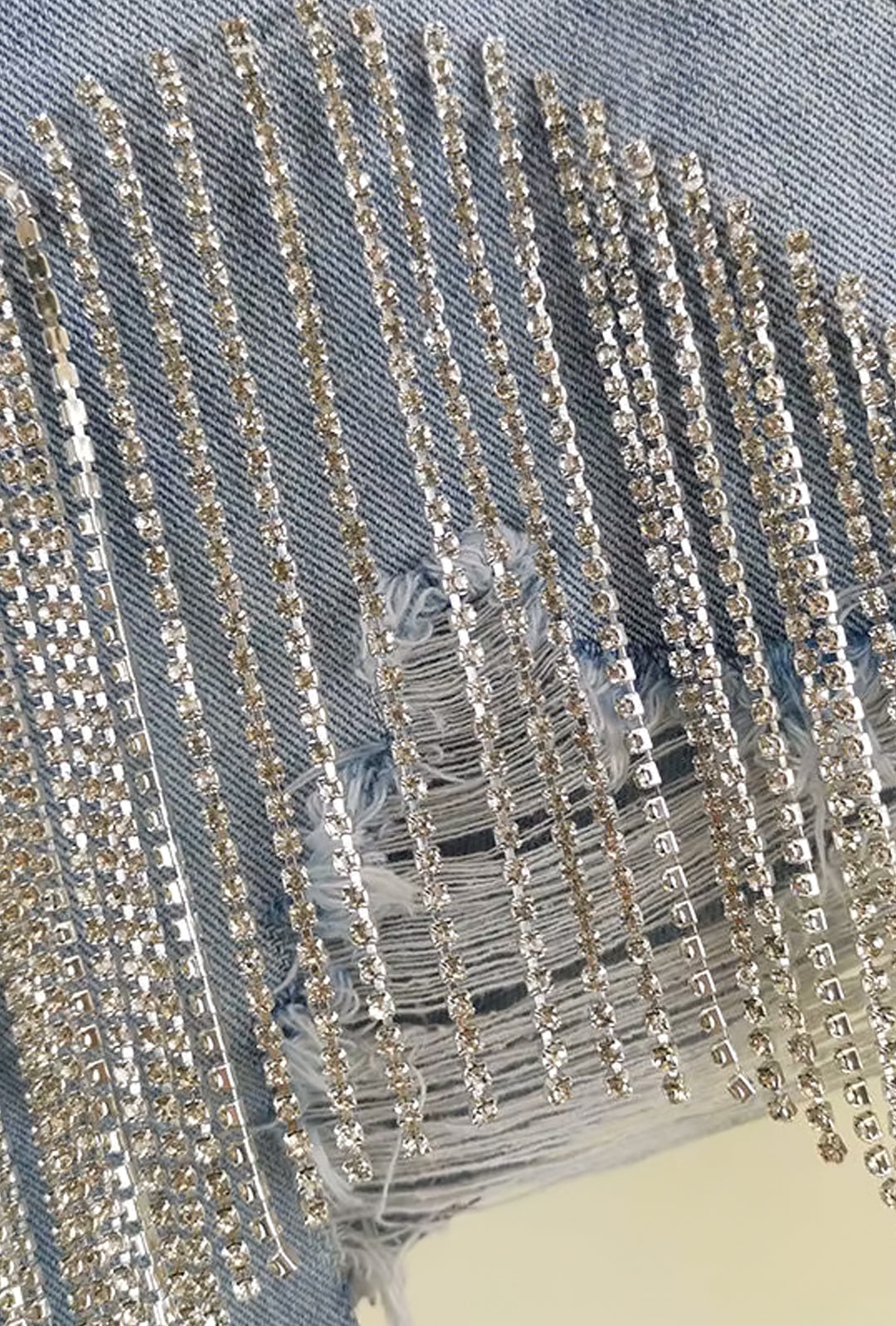 LUCY - SEQUINS FRINGE DENIM SHORTS