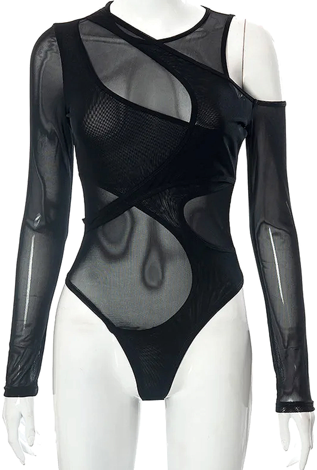 MAGALI - SHEER ASYM BODYSUIT TOP