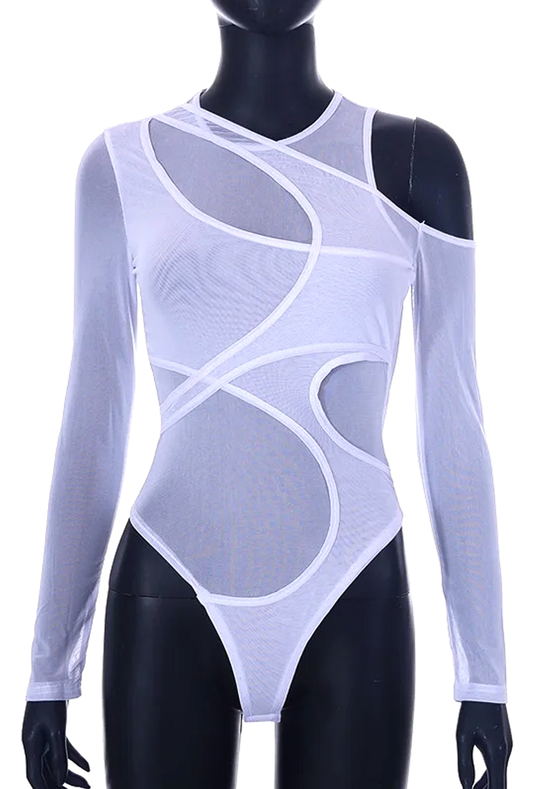 MAGALI - SHEER ASYM BODYSUIT TOP