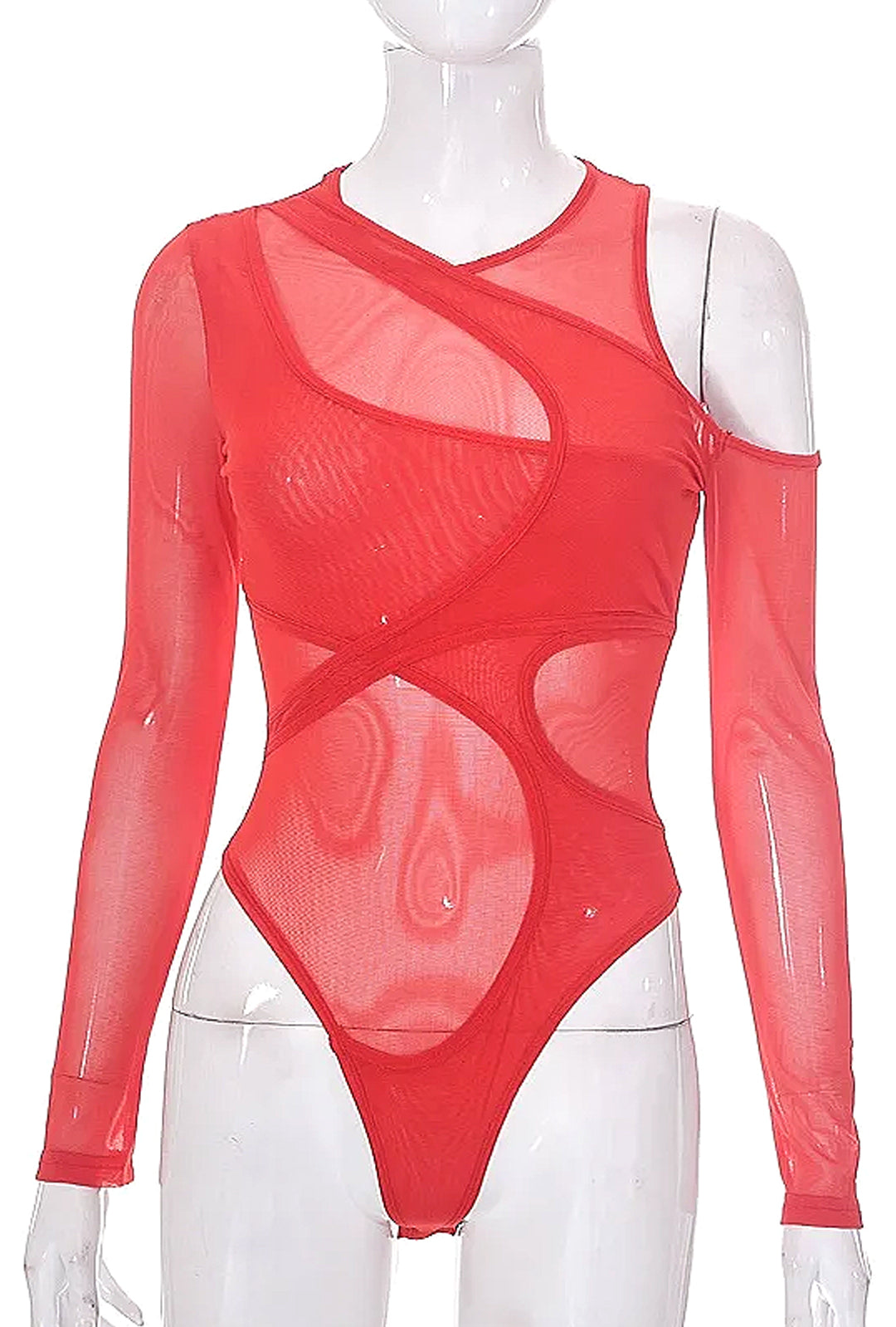 MAGALI - SHEER ASYM BODYSUIT TOP