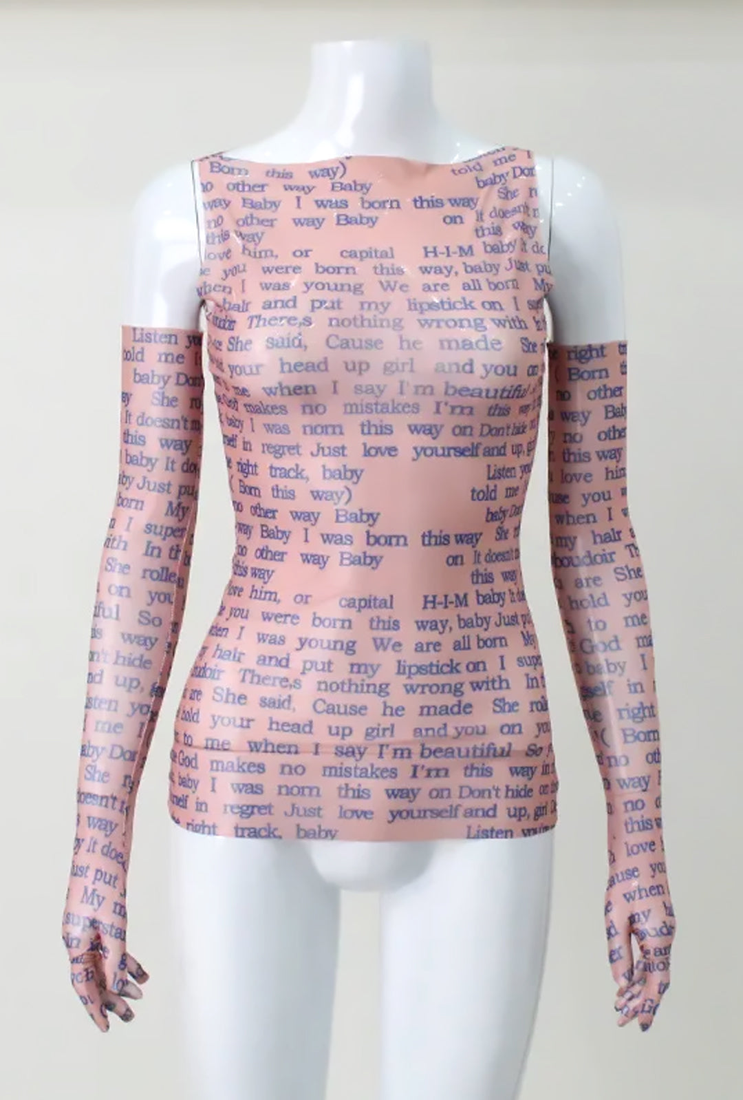 MAILIN - LADY GAGA LYRIC PRINTED TOP & GLOVES