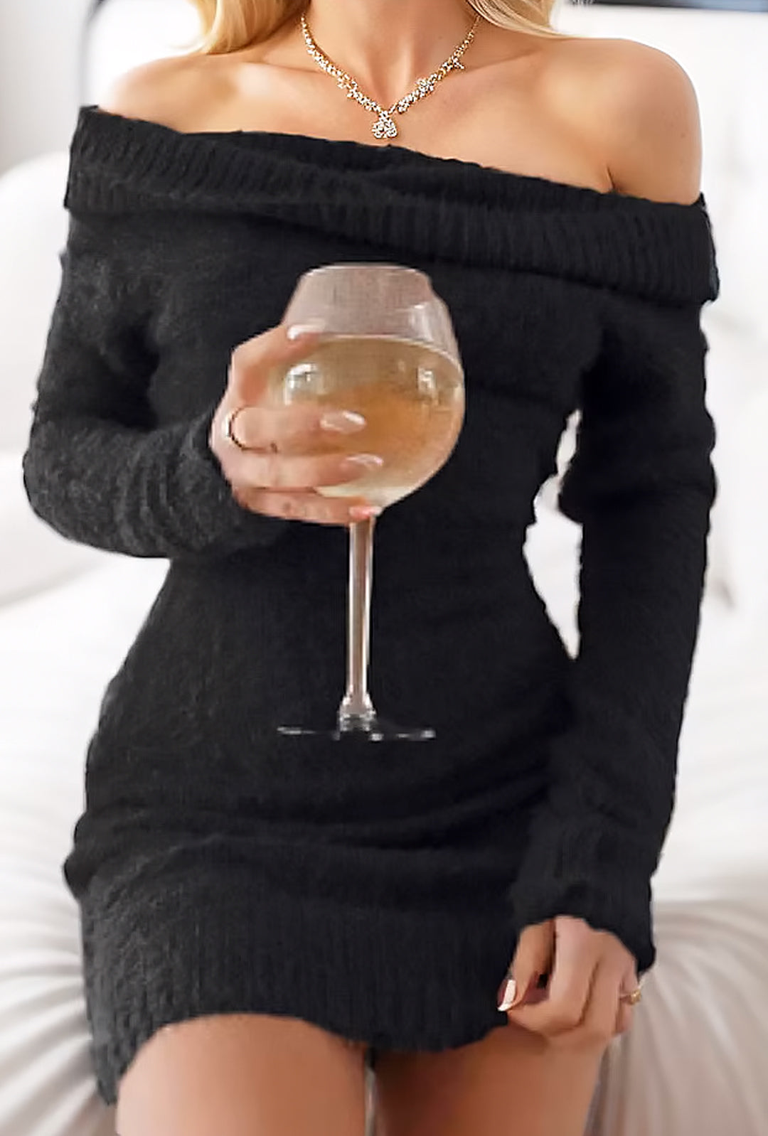 NICOLE - FUZZY KNIT SWEATER DRESS