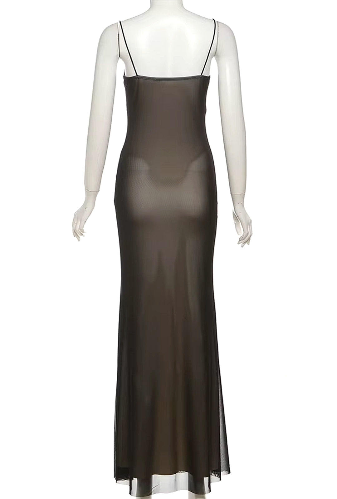 NOEMI - LEATHER BODICE SHEER MAXI DRESS