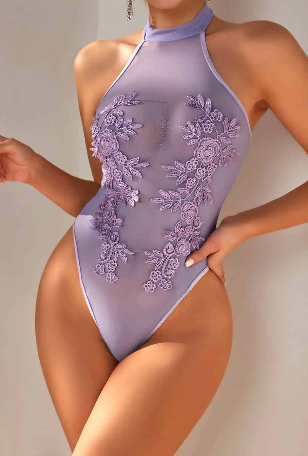 ROSHEDO - ORNATE ROSE APPLIQUE BODYSUIT TOP