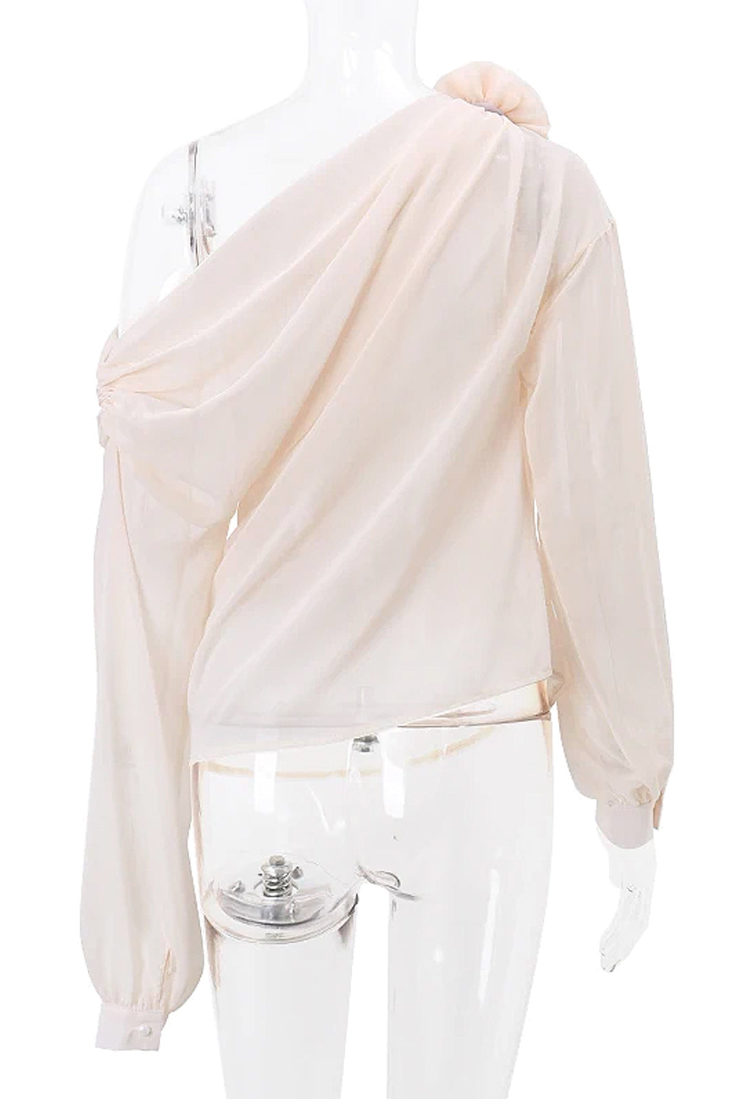 SHELLY - DRAPED ROSE MOTIF BLOUSE TOP