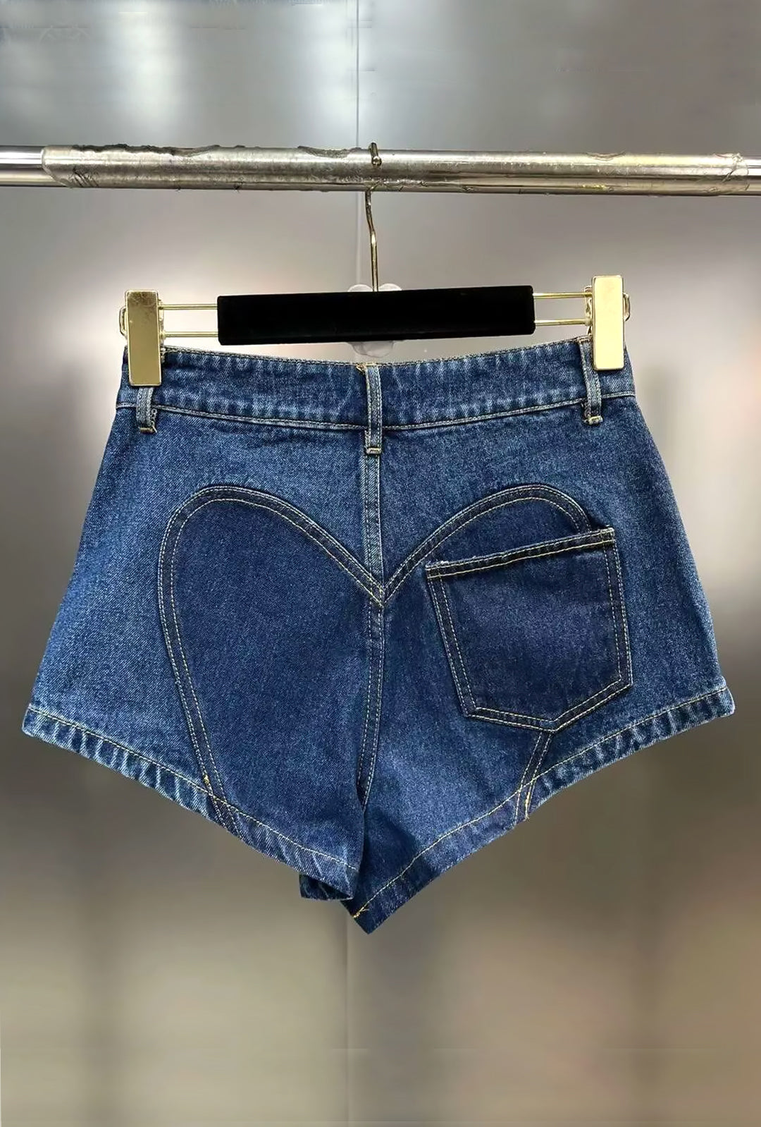 SHER - RHINESTONE RETRO DENIM SHORTS