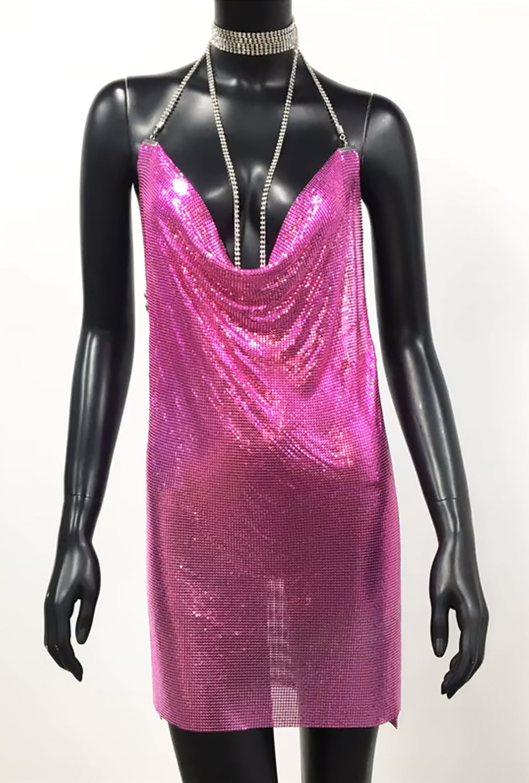 SILVA - LAME PLUNGE FRONT DRESS