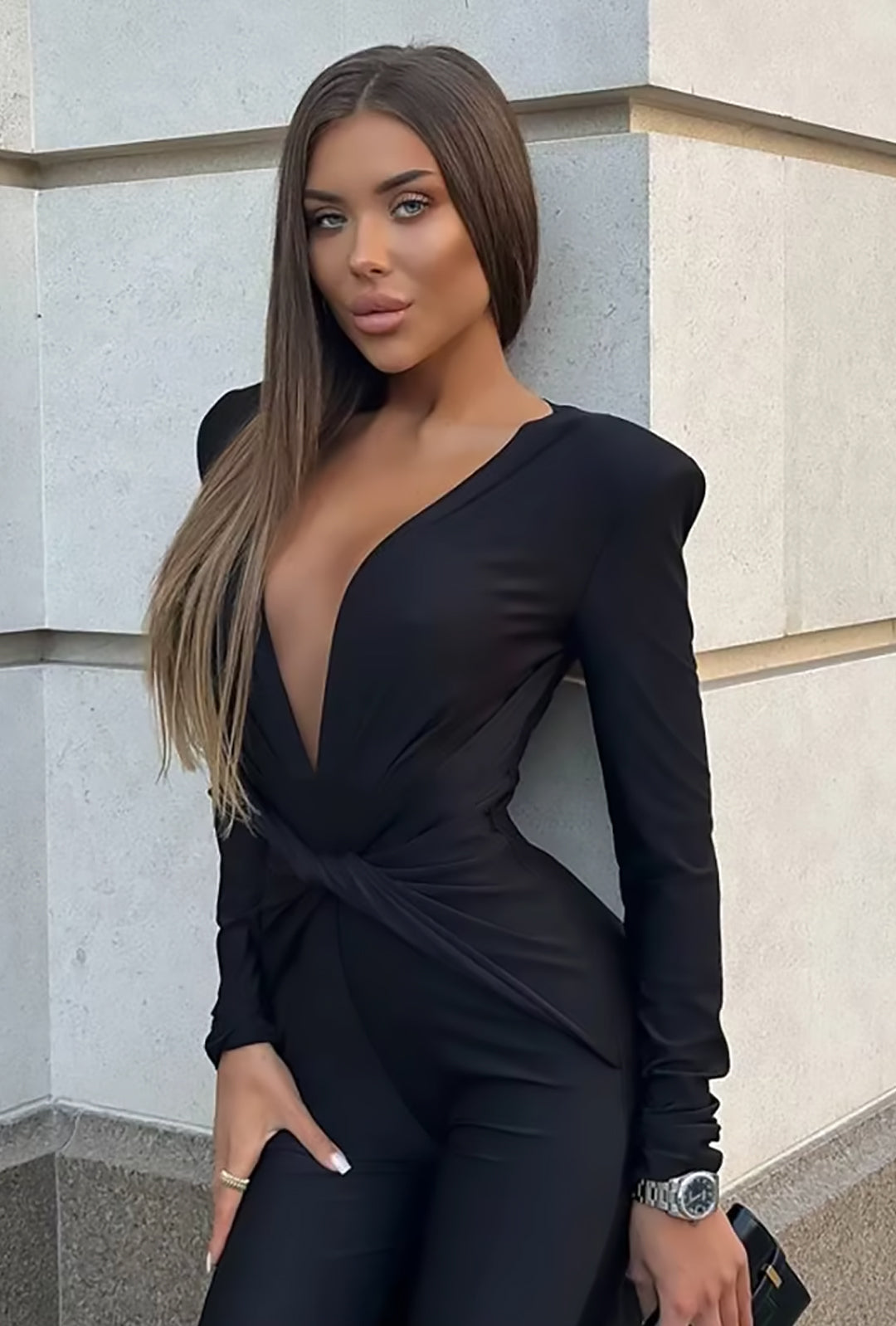 SUSSI - SLEEK SATEEN DRAPE BODYSUIT