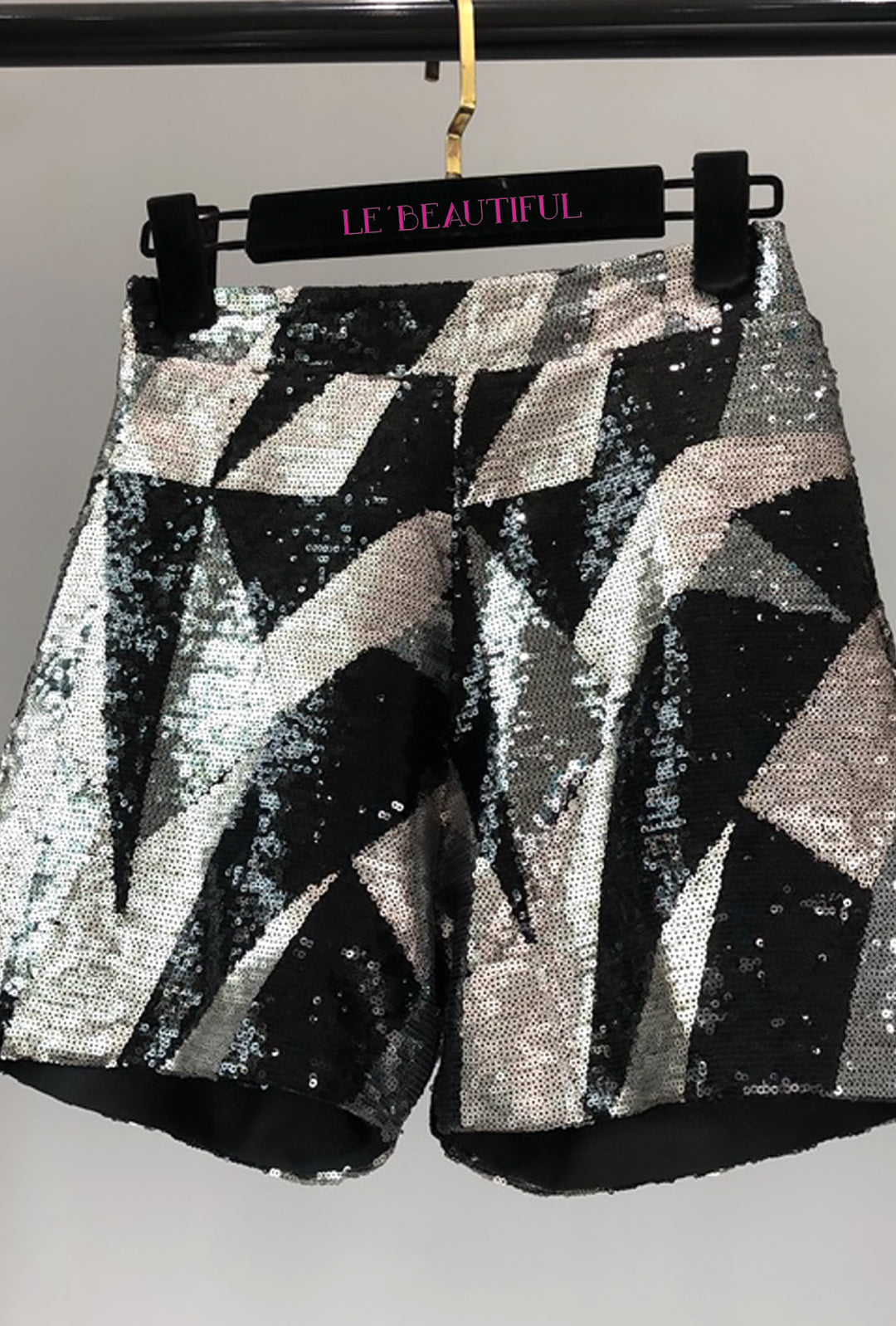 TANIA - CUBIC PATTERN SEQUIN EVENING SHORTS