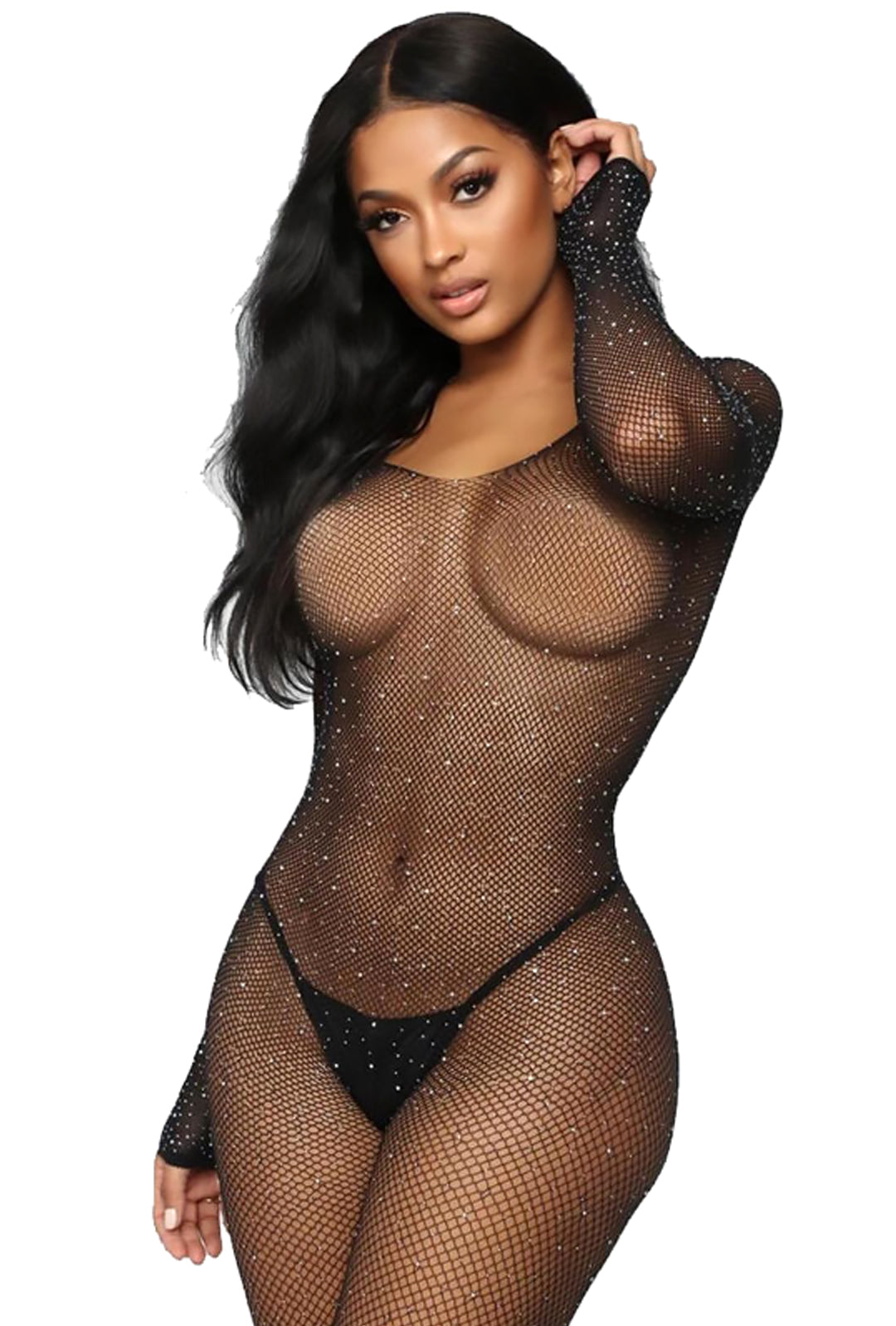TAYLOR - MESH R/STONE EROTIC LINGERIE
