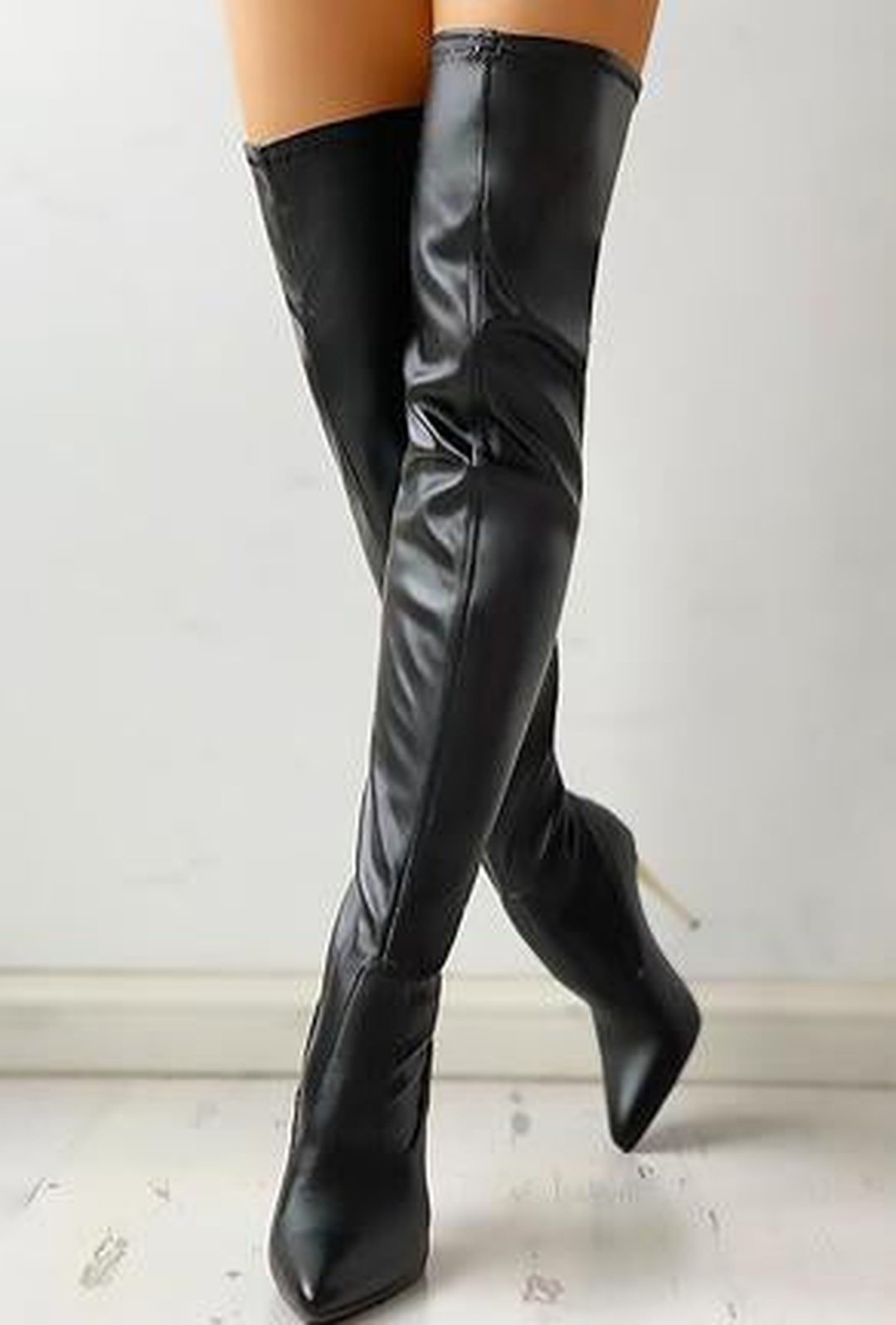 asha - otk leather look boots