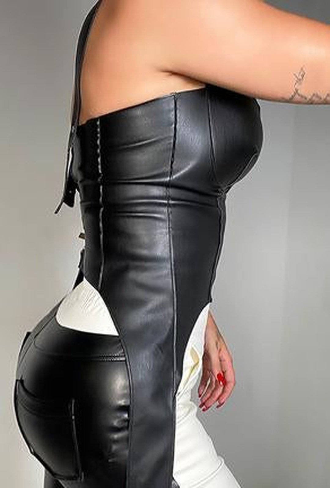 ayla - leatherette tuxedo top