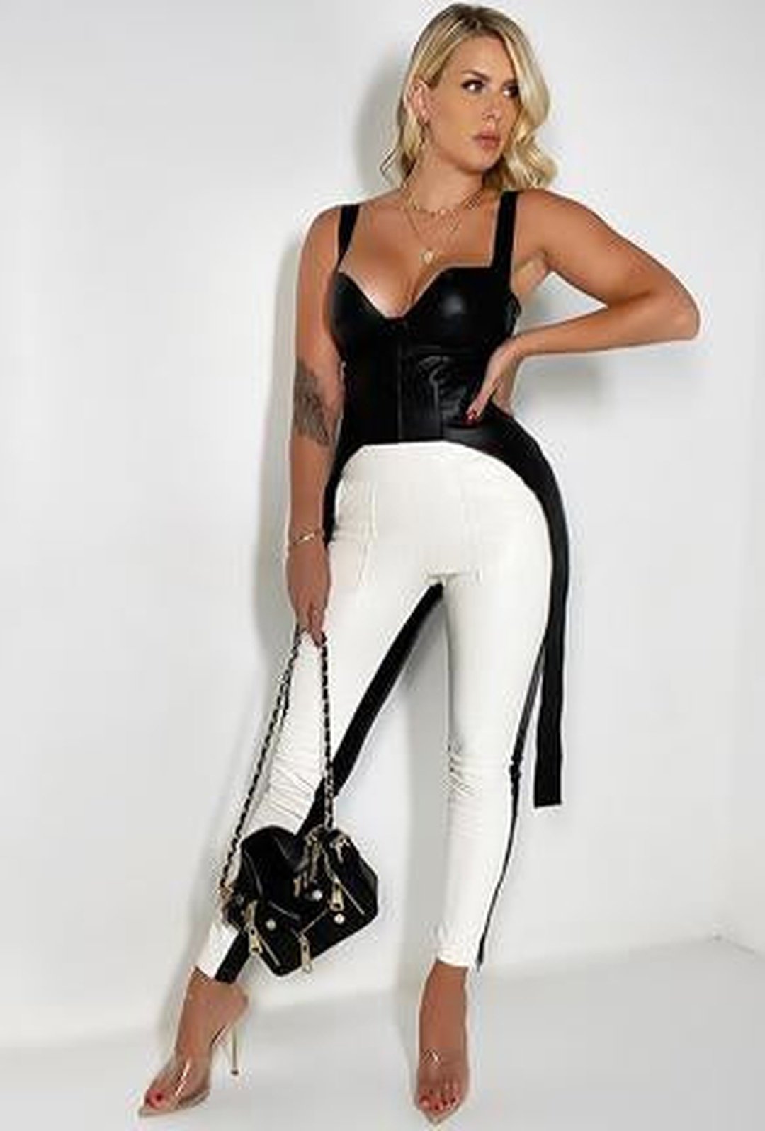 ayla - leatherette tuxedo top