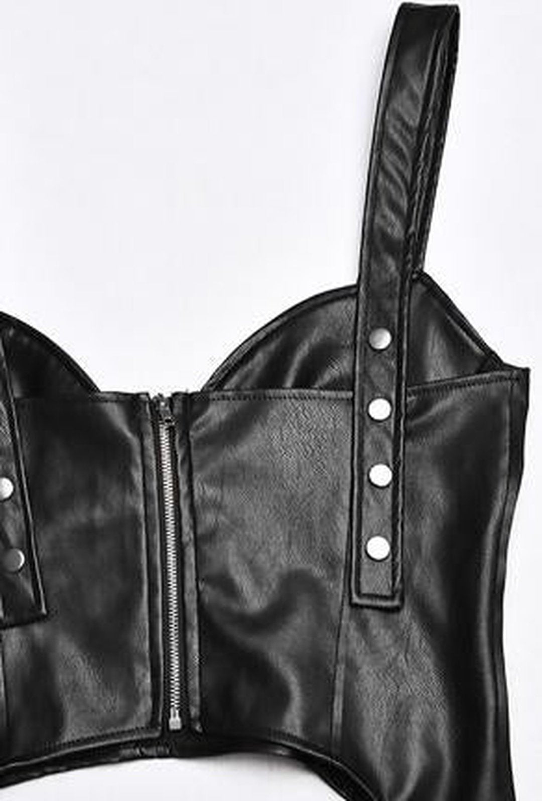 ayla - leatherette tuxedo top