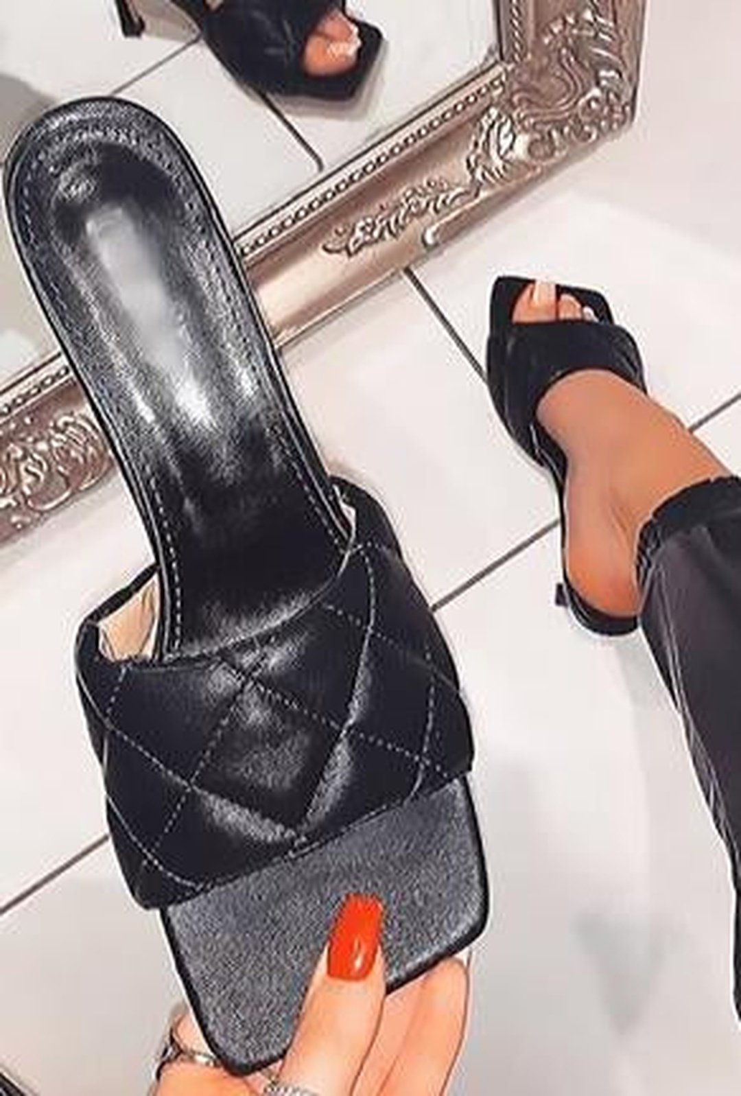 bea - quilted patent sandals
