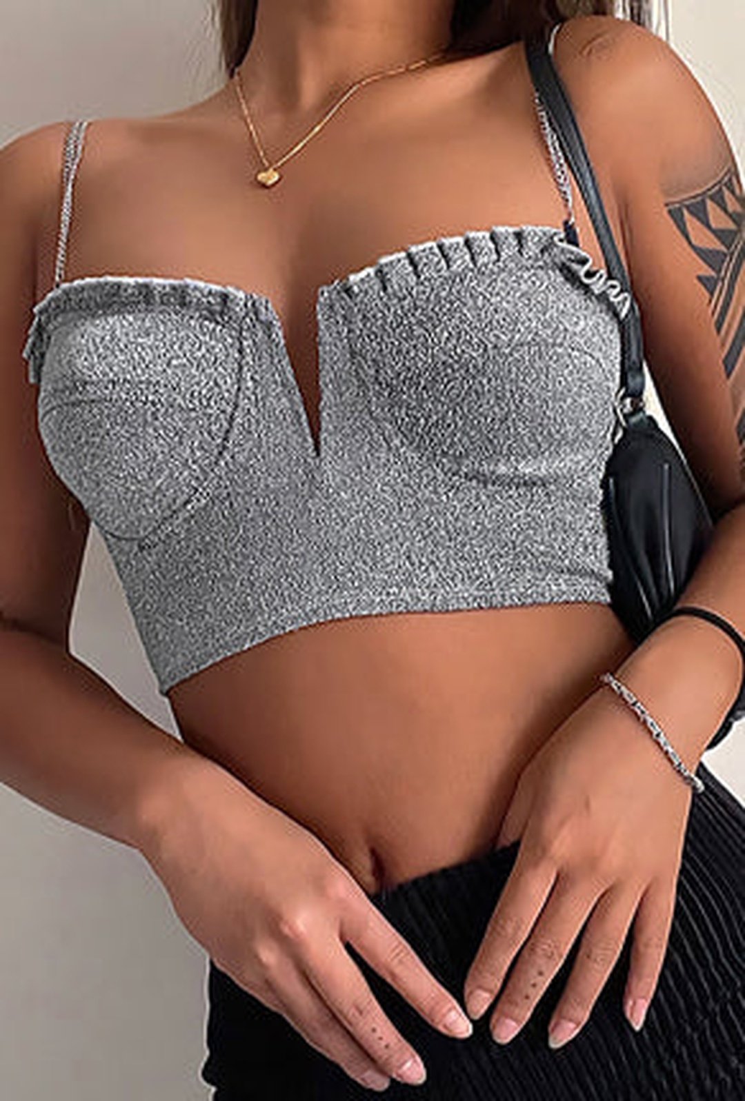 BEV - TOP BUSTIER CROP LUREX