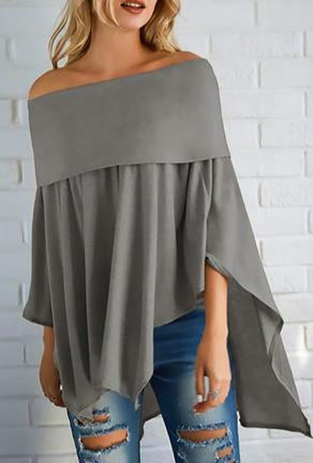 BRANDI - TOP PONCHO IN MAGLIA DI JERSEY