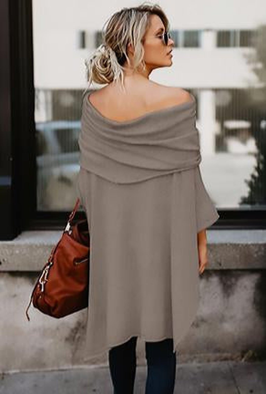 BRANDI - TOP PONCHO IN MAGLIA DI JERSEY