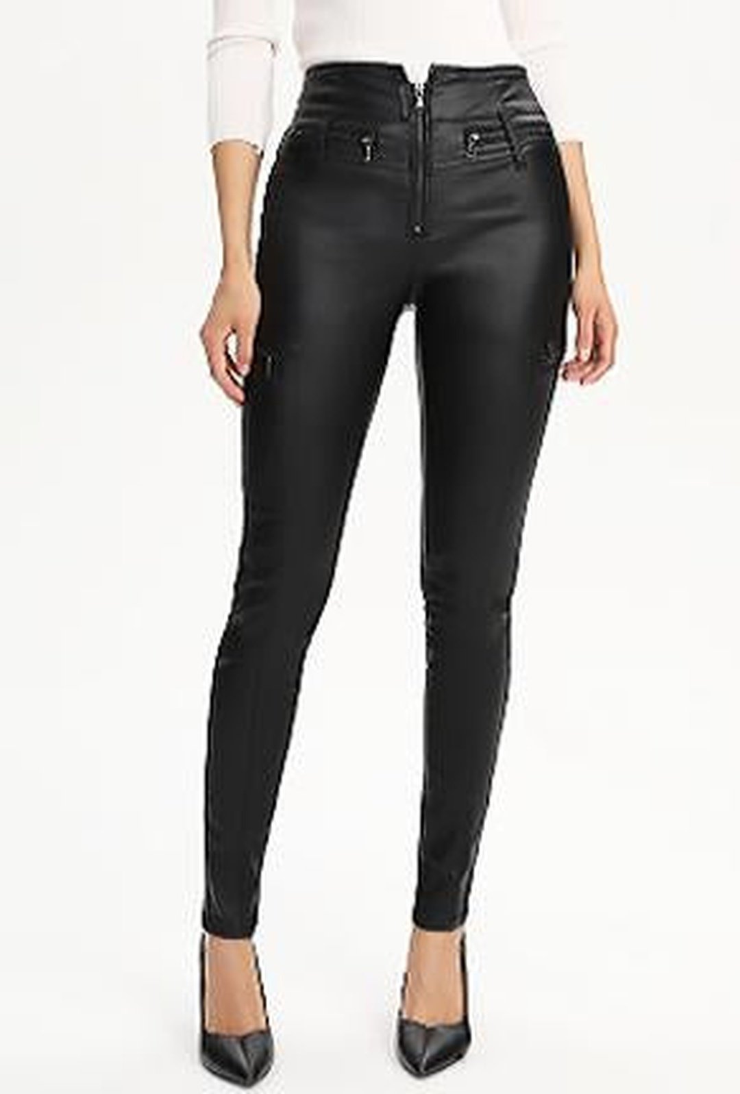 JANEEN - ZIPPER LEATHERETTE LEGGINGS