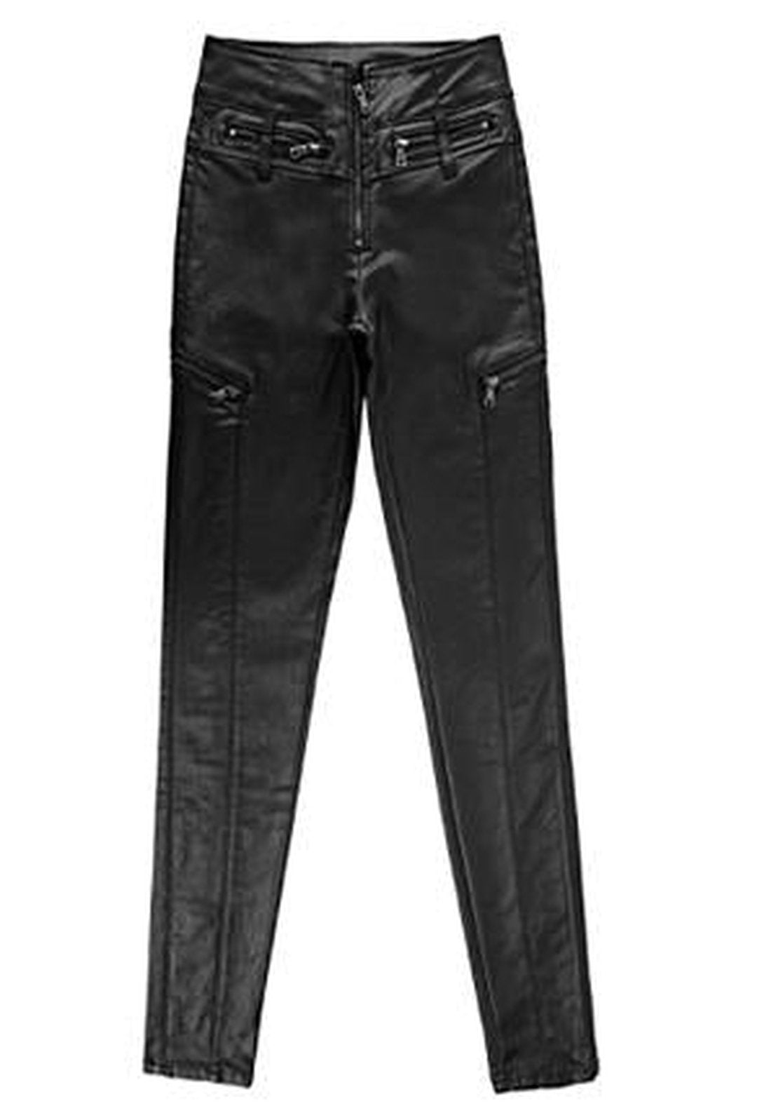 JANEEN - ZIPPER LEATHERETTE LEGGINGS