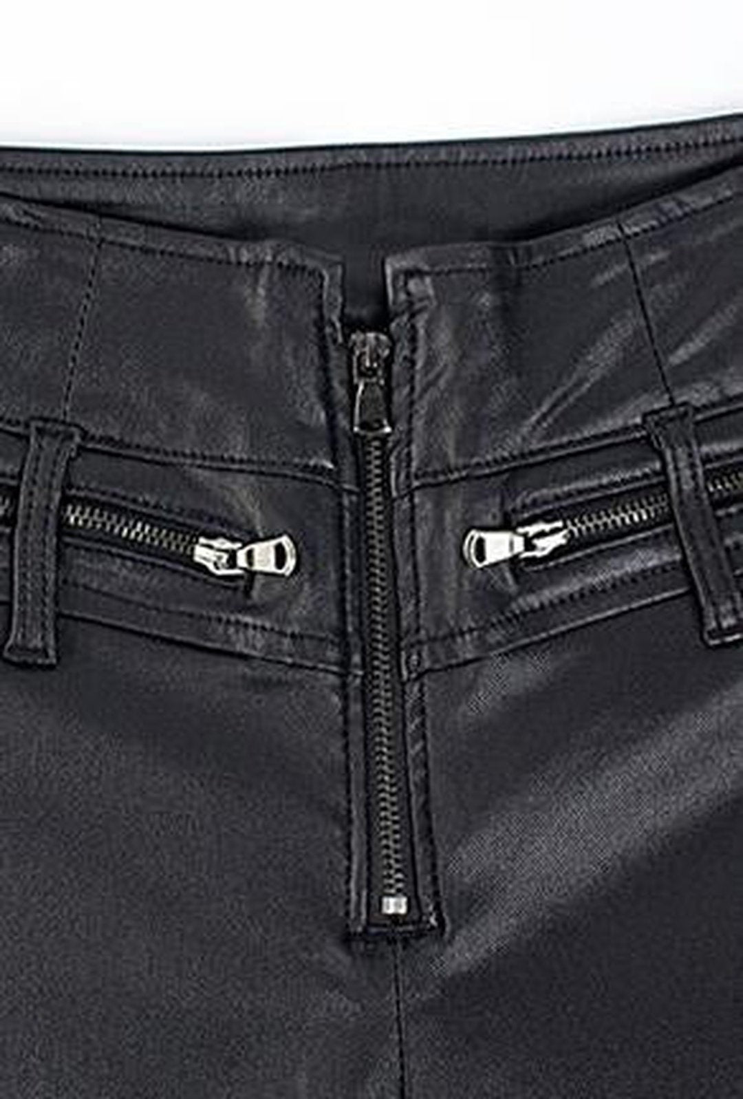 JANEEN - ZIPPER LEATHERETTE LEGGINGS
