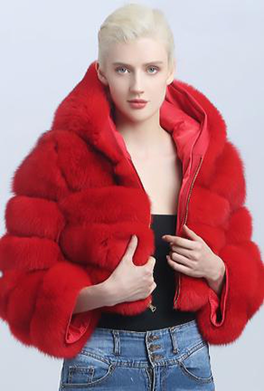 KAYLI - GIACCA IN PELLICCIA CON CAPPUCCIO BELERO