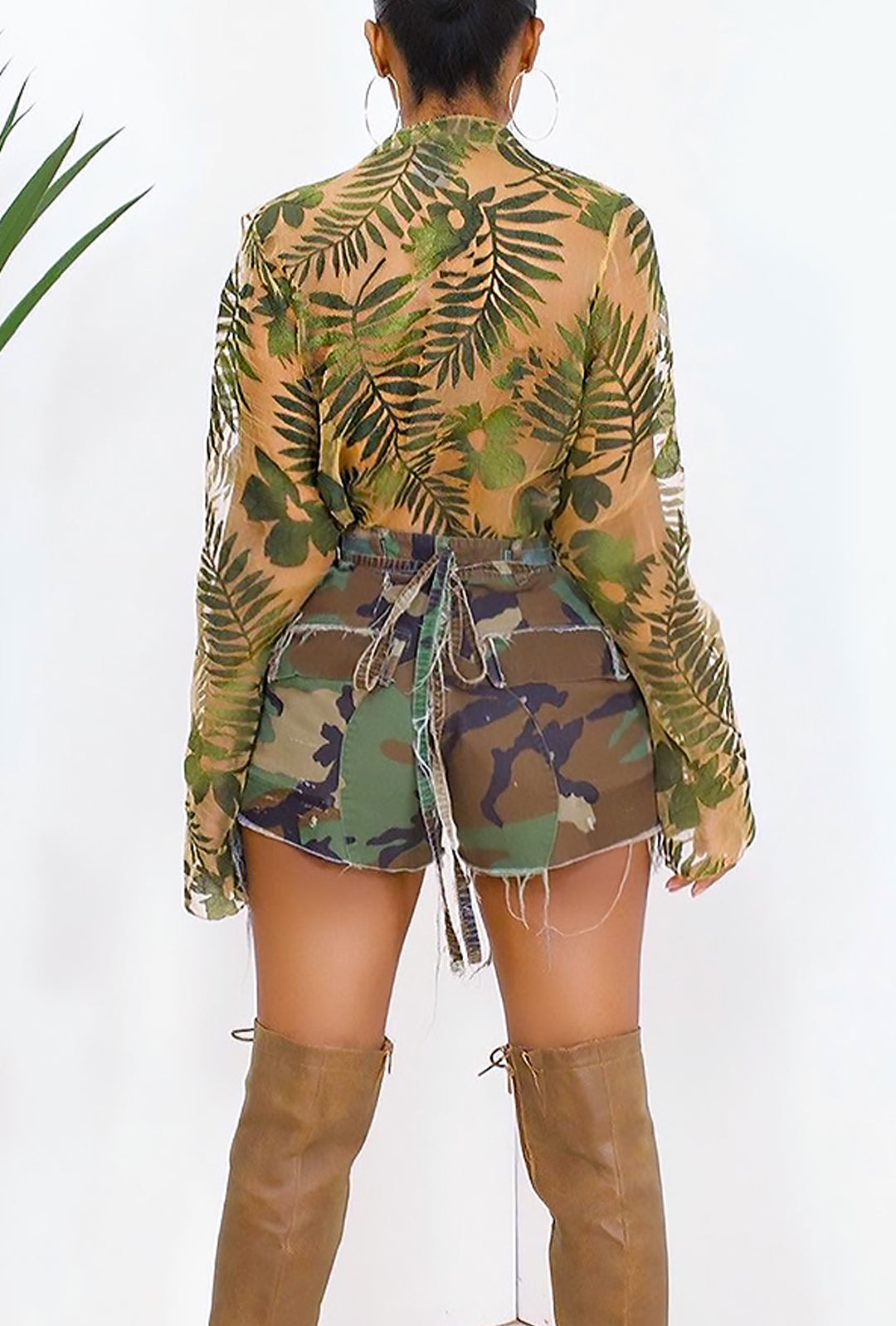 MARIZA - CAMO CARGO TWILL SHORTS