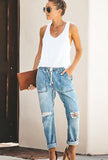 MOLLY - DISTRESSED HAREM BAGGY JEANS