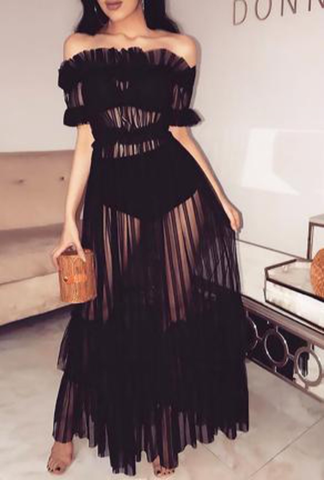 OLAY - VESTIDO MAXI DIRNDL TRANSPARENTE