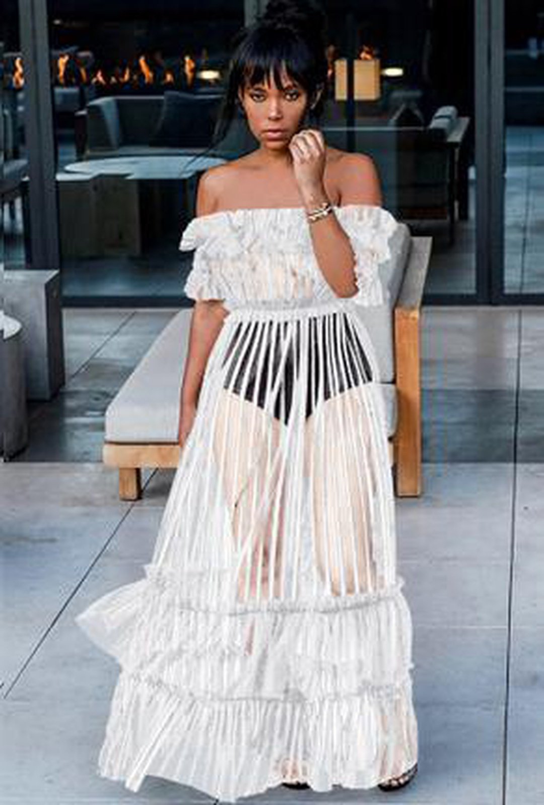 OLAY - VESTIDO MAXI DIRNDL TRANSPARENTE