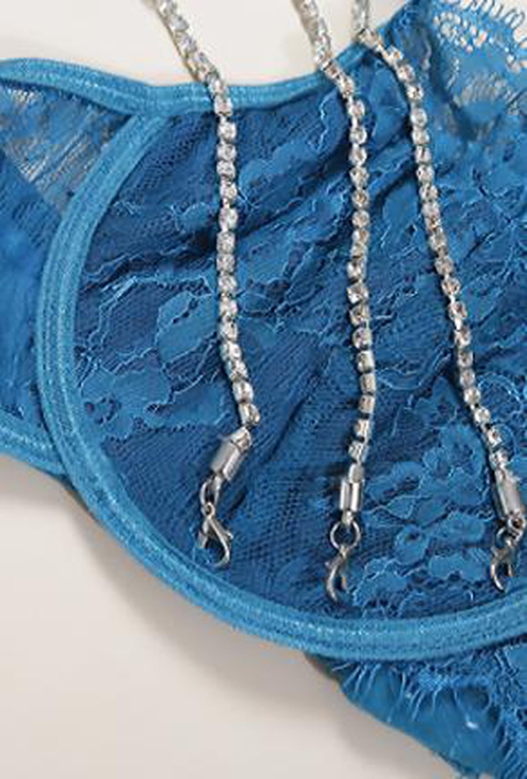 ROSA - CONJUNTO DE LENCERÍA CON LIGA DE DIAMANTES