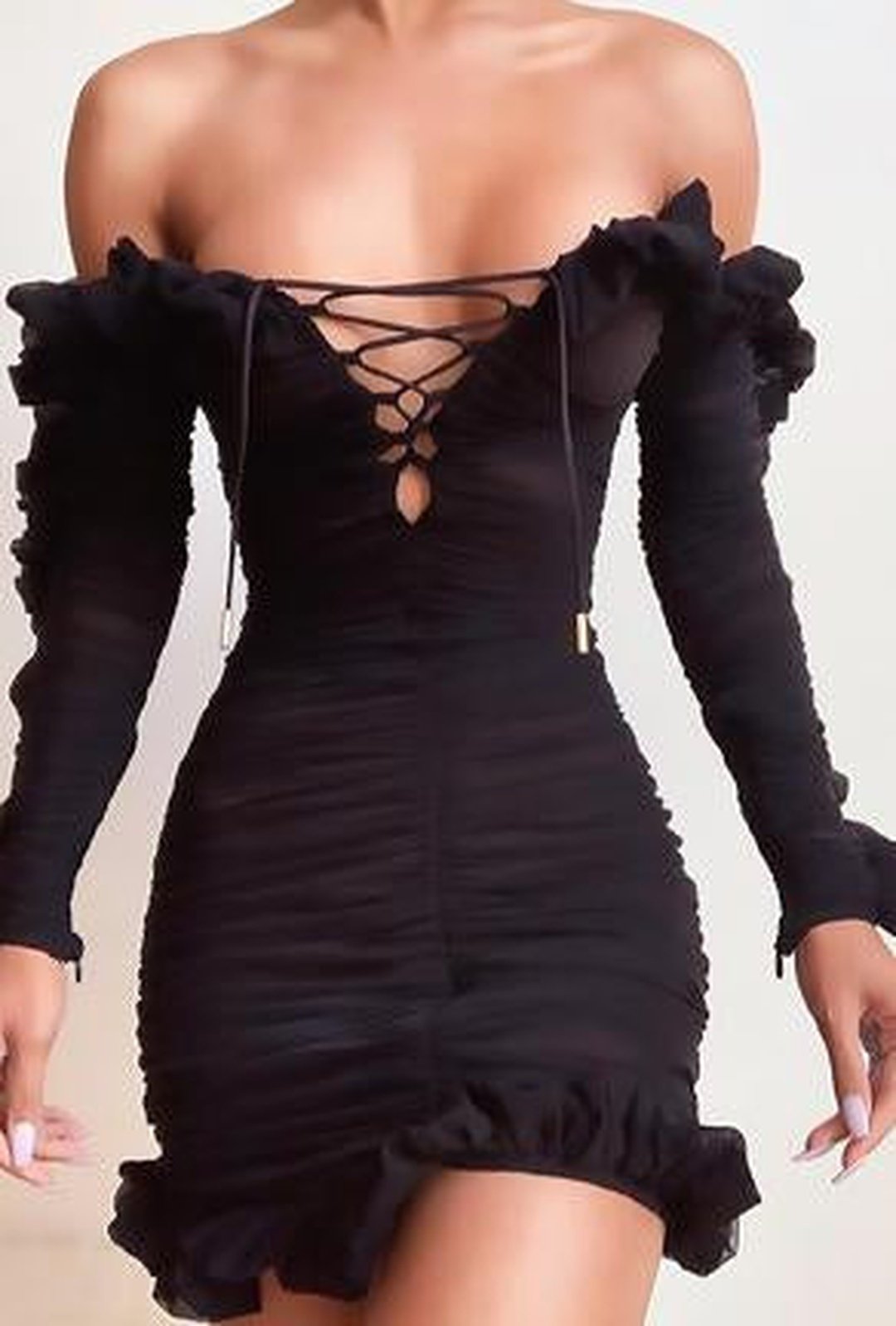 ROSALI - VESTIDO FRUNCIDO Y VOLANTES