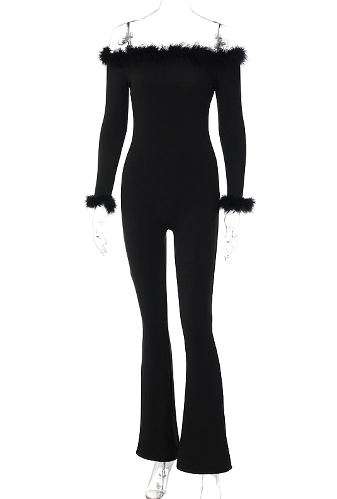 SHEENA - FEATHER TRIM PANT BODYSUIT