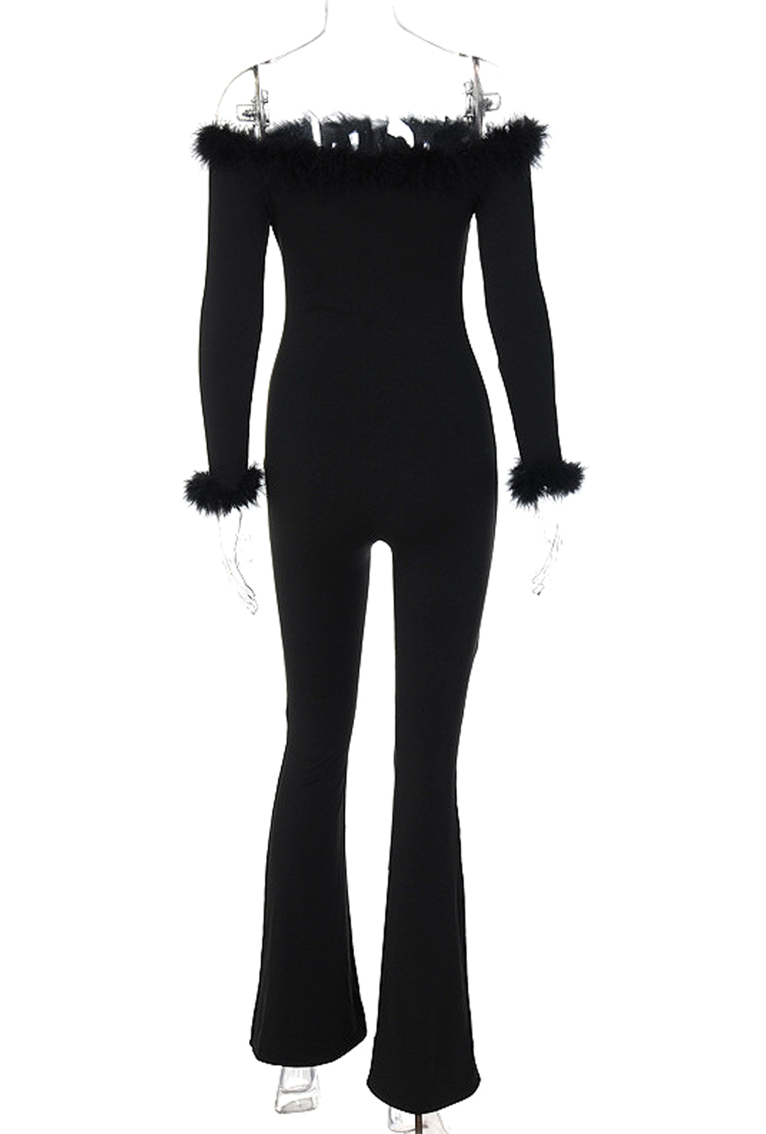 SHEENA - FEATHER TRIM PANT BODYSUIT